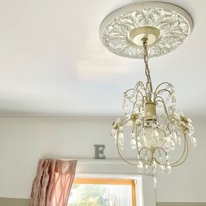 Pottery Barn small chandelier flowers crystals floral ornate hardwi…